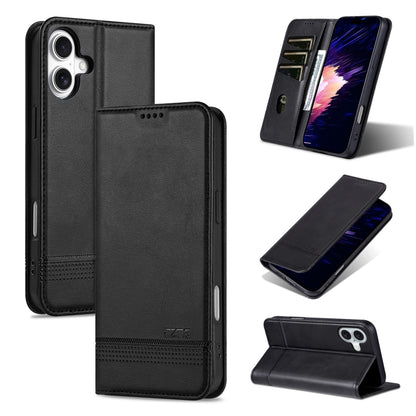 For iPhone 16 AZNS Magnetic Calf Texture Flip Leather Phone Case(Black) - iPhone 16 Cases by AZNS | Online Shopping UK | buy2fix