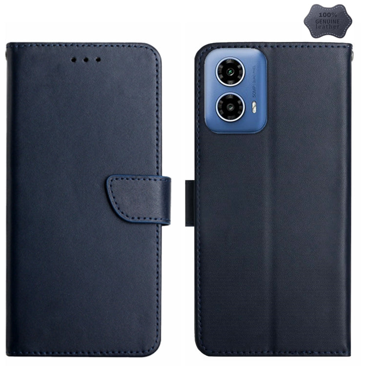 For Motorola Moto G Stylus 5G 2024 Genuine Leather Fingerprint-proof Horizontal Flip Phone Case(Blue) - Motorola Cases by buy2fix | Online Shopping UK | buy2fix