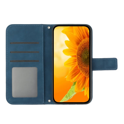 For Motorola Edge 5G 2024 HT04 Skin Feel Sun Flower Embossed Flip Leather Phone Case with Lanyard(Inky Blue) - Motorola Cases by buy2fix | Online Shopping UK | buy2fix