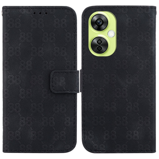 For OnePlus 11 Double 8-shaped Embossed Leather Phone Case(Black) - OnePlus Cases by buy2fix | Online Shopping UK | buy2fix