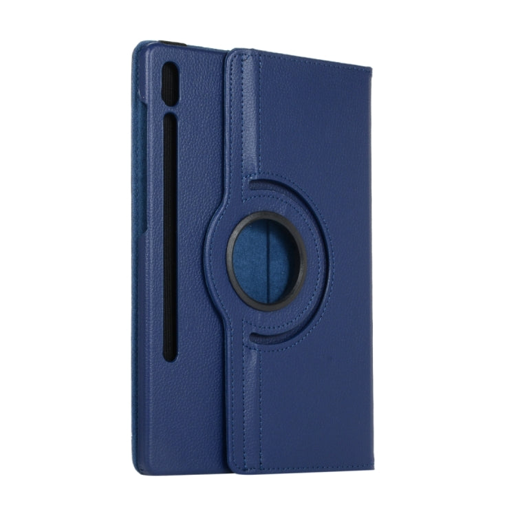 For Samsung Galaxy Tab S9+ 360 Degrees Rotation Holder Litchi Texture Leather Tablet Case(Blue) - Galaxy Tab S9+ Cases by buy2fix | Online Shopping UK | buy2fix