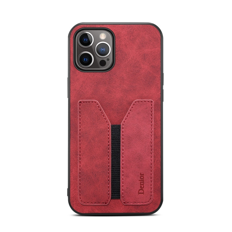 For iPhone 15 Pro Max Denior DV Elastic Card Slot PU Back Cover Phone Case(Red) - iPhone 15 Pro Max Cases by Denior | Online Shopping UK | buy2fix