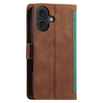 For iPhone 16 Retro Splicing Horizontal Flip Leather Phone Case(Green) - iPhone 16 Cases by buy2fix | Online Shopping UK | buy2fix