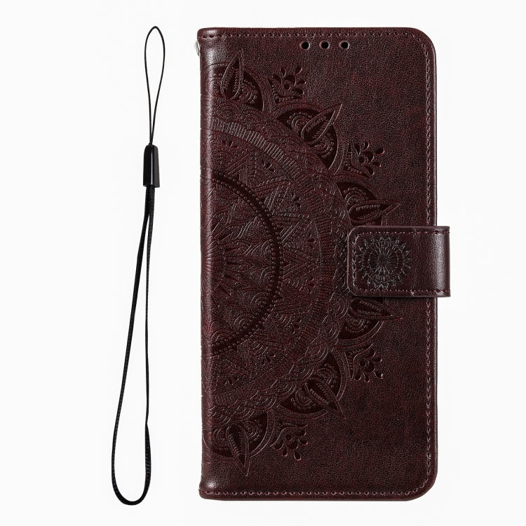 For iPhone 16 Pro Totem Flower Embossed Leather Phone Case(Brown) - iPhone 16 Pro Cases by buy2fix | Online Shopping UK | buy2fix