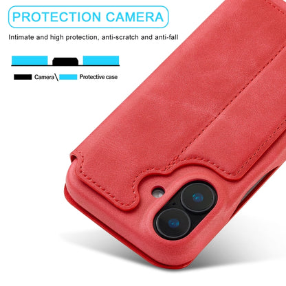 For iPhone 16 Plus LC.IMEEKE Hon Ancient Series Flip Leather Phone Case(Red) - iPhone 16 Plus Cases by LC.IMEEKE | Online Shopping UK | buy2fix