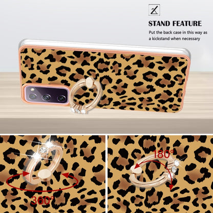 For Samsung Galaxy S20 FE Electroplating Dual-side IMD Phone Case with Ring Holder(Leopard Print) - Galaxy S20 FE Cases by buy2fix | Online Shopping UK | buy2fix