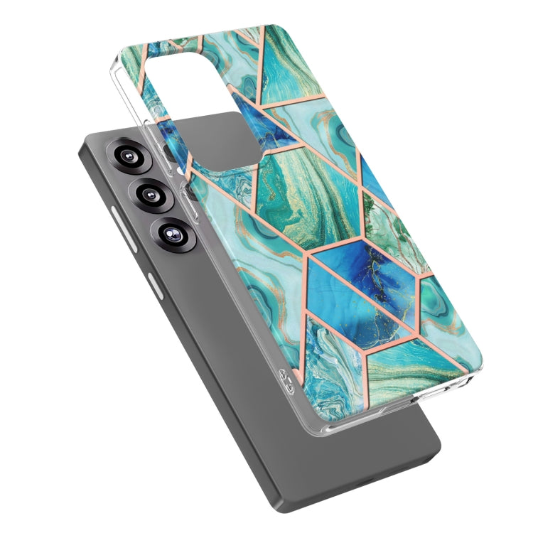 For Samsung Galaxy S25 Ultra 5G Electroplating Splicing Marble TPU Phone Case(Green) - Galaxy S25 Ultra 5G Cases by buy2fix | Online Shopping UK | buy2fix