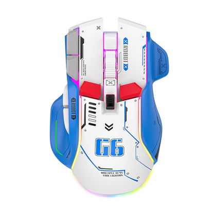 HXSJ G6 10 Keys RGB 12800DPI Tri-mode Wireless Gaming Mouse(White) - Wireless Mice by HXSJ | Online Shopping UK | buy2fix
