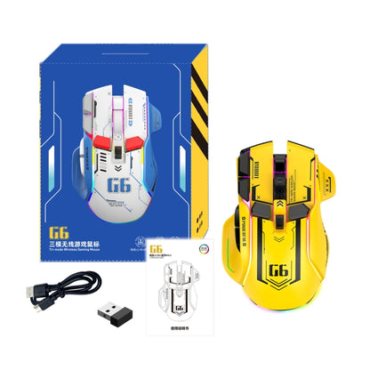 HXSJ G6 10 Keys RGB 12800DPI Tri-mode Wireless Gaming Mouse(Yellow) - Wireless Mice by HXSJ | Online Shopping UK | buy2fix