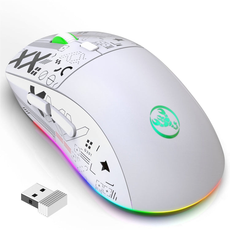 HXSJ T90 RGB Light Three-mode Wireless Gaming Mouse(White) - Wireless Mice by HXSJ | Online Shopping UK | buy2fix