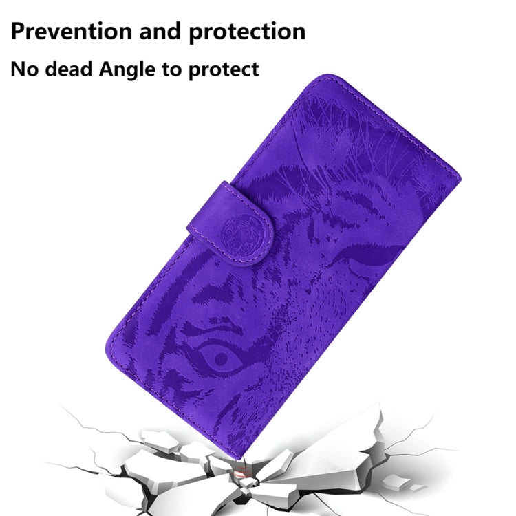 For OnePlus 13 Tiger Embossing Pattern Flip Leather Phone Case(Purple) - OnePlus Cases by buy2fix | Online Shopping UK | buy2fix