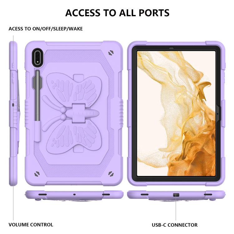 For Samsung Galaxy Tab S9+ Butterfly Kickstand Heavy Duty Hard Rugged Tablet Case(Raro Purple) - Galaxy Tab S9+ Cases by buy2fix | Online Shopping UK | buy2fix