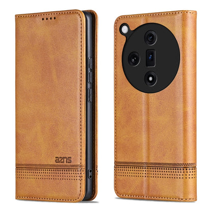 For OPPO Find X7 AZNS Magnetic Calf Texture Flip Leather Phone Case(Light Brown) - Find X7 Cases by AZNS | Online Shopping UK | buy2fix