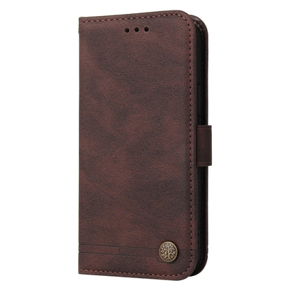 For OnePlus 12 Skin Feel Life Tree Metal Button Leather Phone Case(Brown) - OnePlus Cases by buy2fix | Online Shopping UK | buy2fix