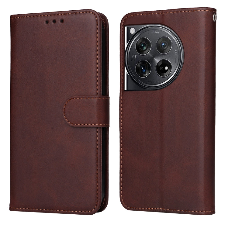 For OnePlus 12 Classic Calf Texture Flip Leather Phone Case(Brown) - OnePlus Cases by buy2fix | Online Shopping UK | buy2fix