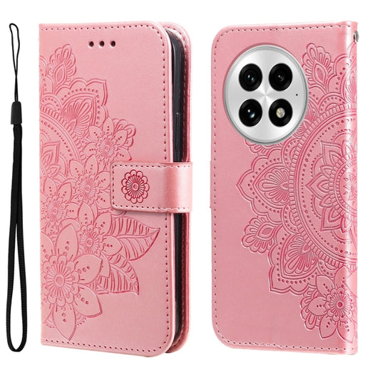 For OnePlus 13 Seven-petal Flowers Embossing Leather Phone Case(Rose Gold) - OnePlus Cases by buy2fix | Online Shopping UK | buy2fix