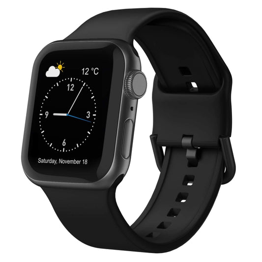 For Apple Watch SE 2022 44mm Pin Buckle Silicone Watch Band(Black) - Watch Bands by buy2fix | Online Shopping UK | buy2fix