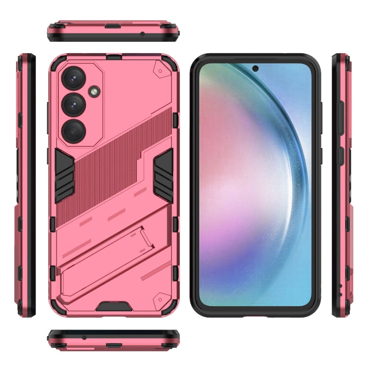 For Samsung Galaxy A55 5G Punk Armor 2 in 1 PC + TPU Shockproof Phone Case with Invisible Holder(Light Red) - Galaxy Phone Cases by buy2fix | Online Shopping UK | buy2fix