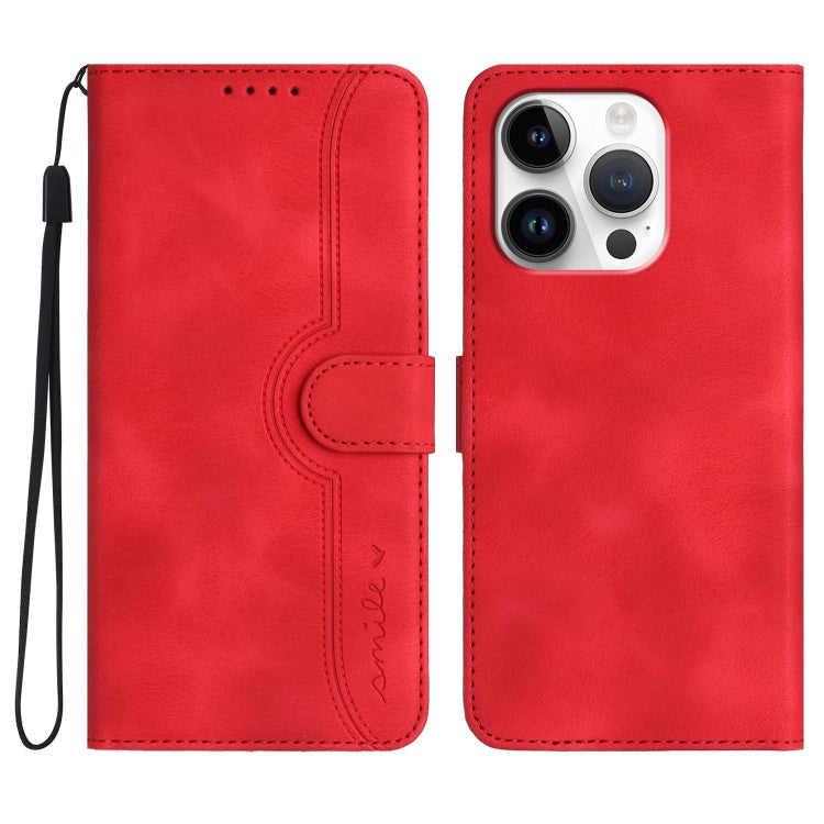 For iPhone 16 Pro Heart Pattern Skin Feel Leather Phone Case(Red) - iPhone 16 Pro Cases by buy2fix | Online Shopping UK | buy2fix