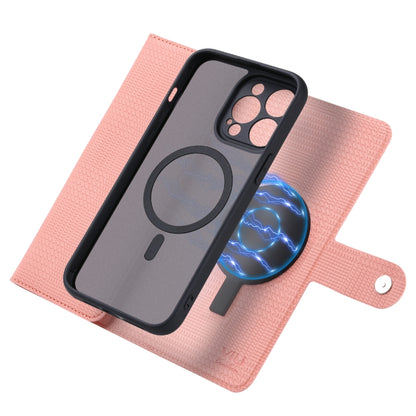 For iPhone 15 Pro ViLi GHB Series MagSafe Magnetic Zipper Leather Phone Case(Pink) - iPhone 15 Pro Cases by ViLi | Online Shopping UK | buy2fix
