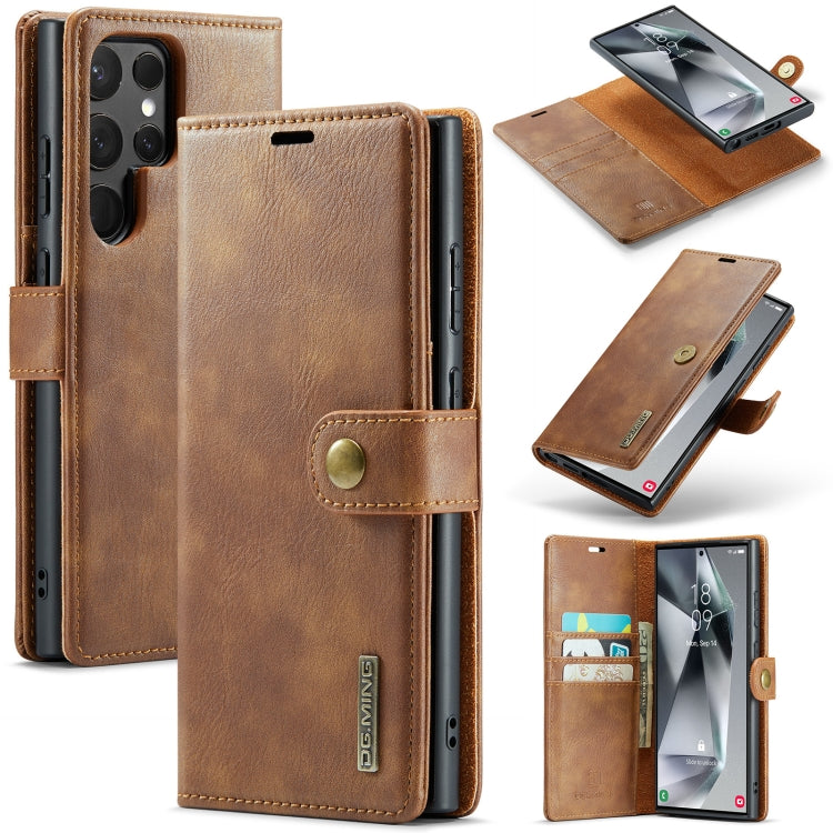 For Samsung Galaxy S24 Ultra 5G DG.MING Crazy Horse Texture Detachable Magnetic Leather Case(Brown) - Galaxy S24 Ultra 5G Cases by DG.MING | Online Shopping UK | buy2fix