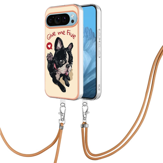 For Google Pixel 9 Pro XL Electroplating Dual-side IMD Phone Case with Lanyard(Lucky Dog) - Google Cases by buy2fix | Online Shopping UK | buy2fix