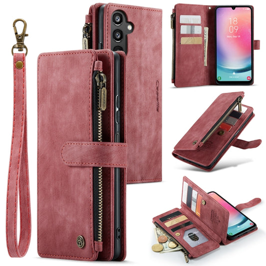 For Samsung Galaxy A24 4G CaseMe C30 Card Slots Zipper Wallet Leather Phone Case(Red) - Galaxy Phone Cases by CaseMe | Online Shopping UK | buy2fix