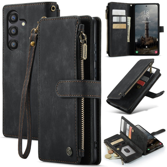 For Samsung Galaxy A55 5G CaseMe C30 Card Slots Zipper Wallet Leather Phone Case(Black) - Galaxy Phone Cases by CaseMe | Online Shopping UK | buy2fix