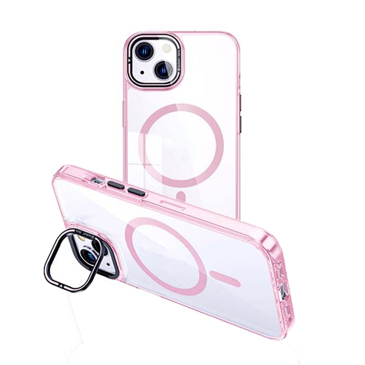 For iPhone 15 MagSafe Magnetic Invisible Holder Transparent Phone Case(Pink) - iPhone 15 Cases by buy2fix | Online Shopping UK | buy2fix