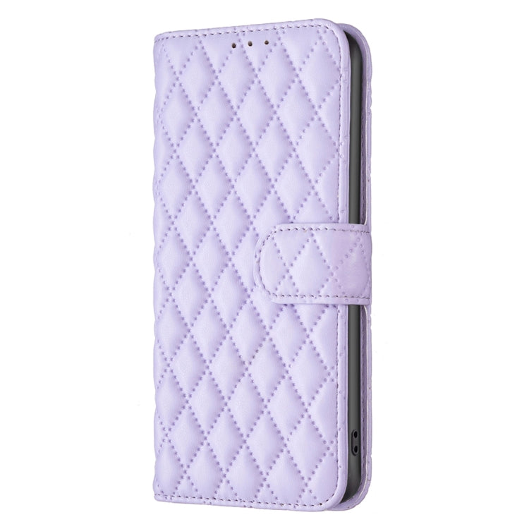 For Motorola Moto G34 5G Diamond Lattice Wallet Flip Leather Phone Case(Purple) - Motorola Cases by buy2fix | Online Shopping UK | buy2fix