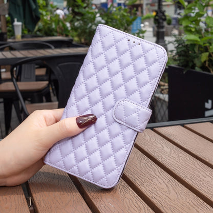 For Motorola Moto G24 Diamond Lattice Wallet Flip Leather Phone Case(Purple) - Motorola Cases by buy2fix | Online Shopping UK | buy2fix