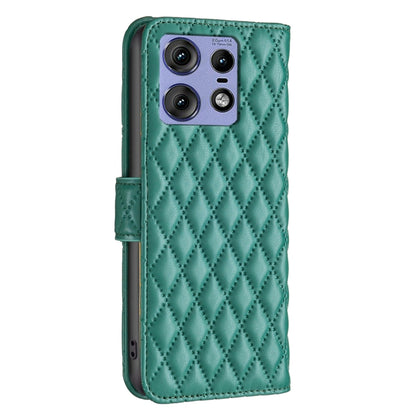 For Motorola Edge 50 Pro 5G Diamond Lattice Wallet Flip Leather Phone Case(Green) - Motorola Cases by buy2fix | Online Shopping UK | buy2fix