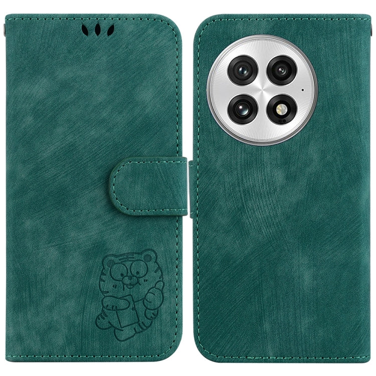 For OnePlus 13 Little Tiger Embossed Leather Phone Case(Green) - OnePlus Cases by buy2fix | Online Shopping UK | buy2fix