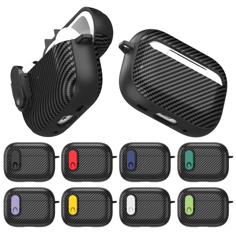 For AirPods 3 Carbon Fiber Texture Wireless Earphones Case with Security Lock(Yellow) - For AirPods 3 by buy2fix | Online Shopping UK | buy2fix