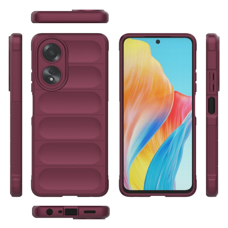 For OPPO A58 4G Global Magic Shield TPU + Flannel Phone Case(Wine Red) - OPPO Cases by buy2fix | Online Shopping UK | buy2fix