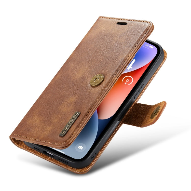 For iPhone 15 Plus DG.MING Crazy Horse Texture Detachable Magnetic Leather Phone Case(Brown) - iPhone 15 Plus Cases by DG.MING | Online Shopping UK | buy2fix