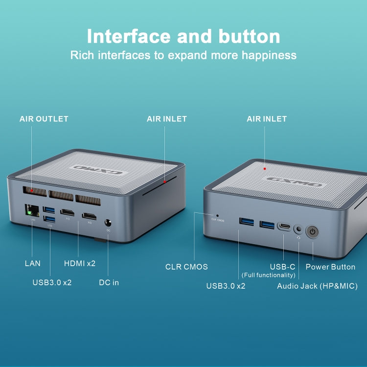 GXMO H56 Windows 11 AMD R5-5600H Mini PC NVME SSD WiFi6 Mini Desktop Computer, Specification:16GB+512GB(Black) - Windows Mini PCs by GXMO | Online Shopping UK | buy2fix