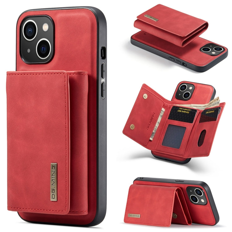 For iPhone 15 Plus DG.MING M1 Series 3-Fold Multi Card Wallet Leather Phone Case(Red) - iPhone 15 Plus Cases by DG.MING | Online Shopping UK | buy2fix