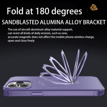 For iPhone 15 Plus MagSafe Metal Holder Frosted Translucent Phone Case(Dark Purple) - iPhone 15 Plus Cases by buy2fix | Online Shopping UK | buy2fix