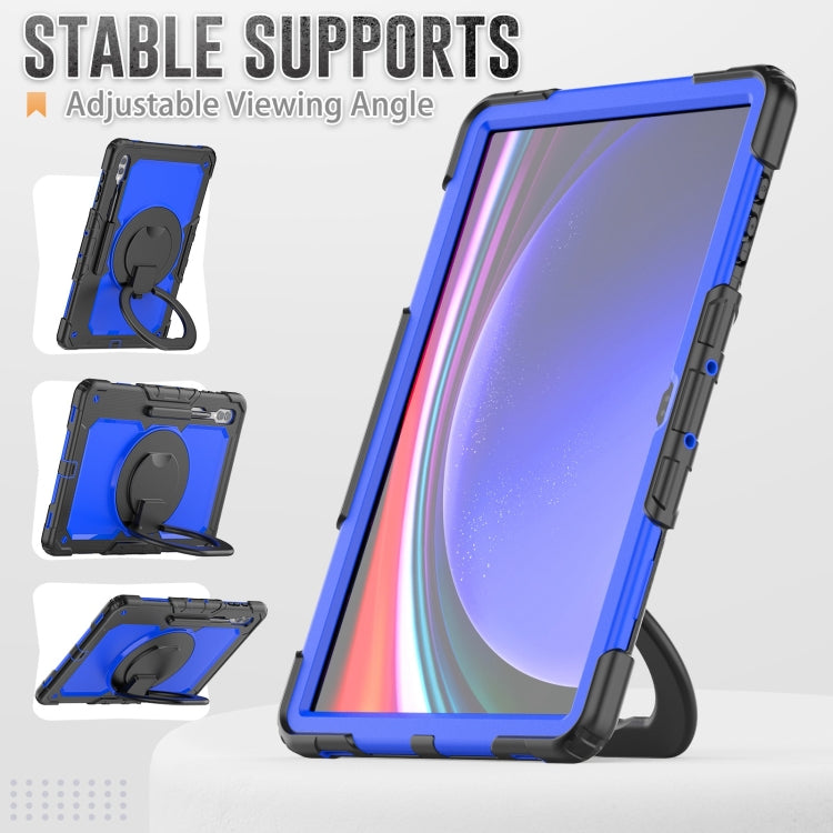 For Samsung Galaxy Tab S10 Ultra D Type Silicone Hybrid PC Tablet Case with Handle Holder(Blue PC) - Galaxy Tab S9 Ultra Cases by buy2fix | Online Shopping UK | buy2fix