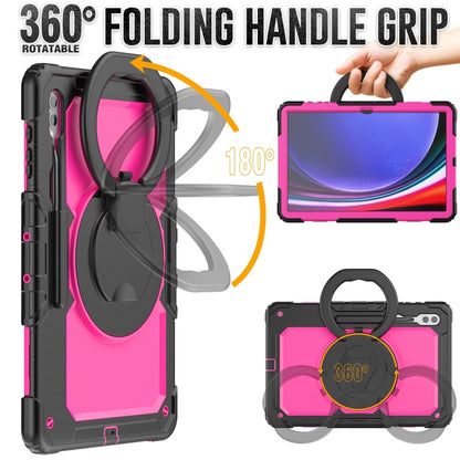 For Samsung Galaxy Tab S10 Ultra D Type Silicone Hybrid PC Tablet Case with Handle Holder(Rose Red PC) - Galaxy Tab S9 Ultra Cases by buy2fix | Online Shopping UK | buy2fix