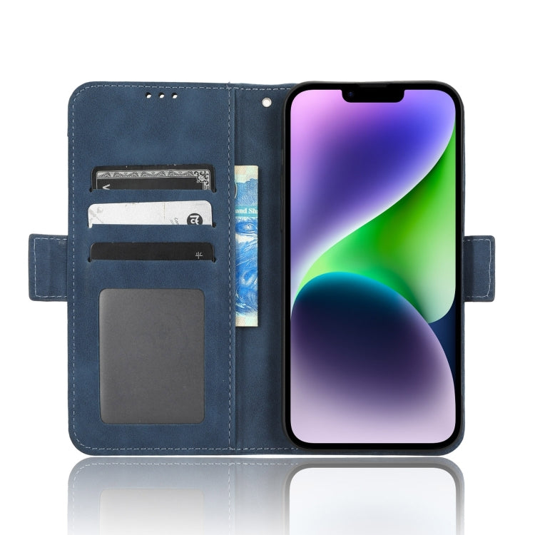 For iPhone 16 Skin Feel Calf Texture Card Slots Leather Phone Case(Blue) - iPhone 16 Cases by buy2fix | Online Shopping UK | buy2fix