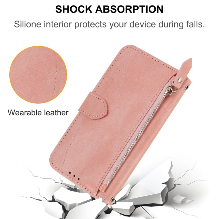 For iPhone 16 Pro Max Oil Skin Zipper Wallet Leather Phone Case(Pink) - iPhone 16 Pro Max Cases by buy2fix | Online Shopping UK | buy2fix