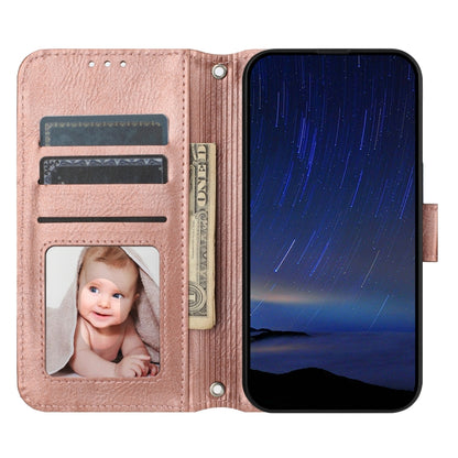 For iPhone 16 Oil Skin Zipper Wallet Leather Phone Case(Rose Gold) - iPhone 16 Cases by buy2fix | Online Shopping UK | buy2fix