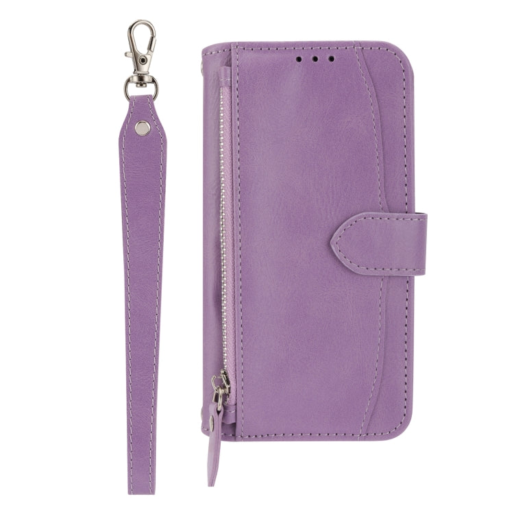 For iPhone SE 2024 Oil Skin Zipper Wallet Leather Phone Case(Purple) - More iPhone Cases by buy2fix | Online Shopping UK | buy2fix