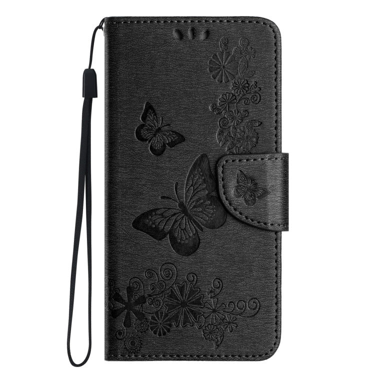 For iPhone 16 Butterfly Embossed Flip Leather Phone Case(Black) - iPhone 16 Cases by buy2fix | Online Shopping UK | buy2fix