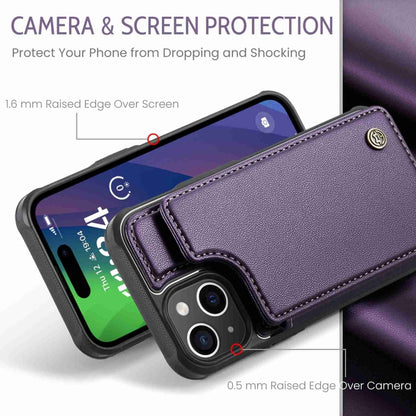 For iPhone 15 Plus CaseMe C22 Card Slots Holder RFID Anti-theft Phone Case(Purple) - iPhone 15 Plus Cases by CaseMe | Online Shopping UK | buy2fix