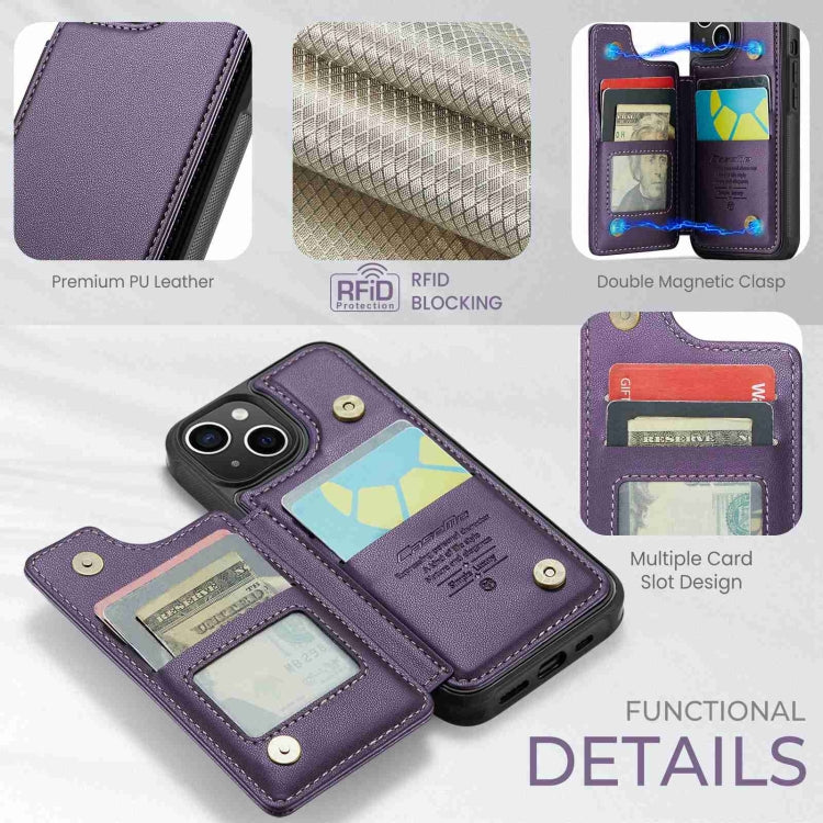 For iPhone 15 Plus CaseMe C22 Card Slots Holder RFID Anti-theft Phone Case(Purple) - iPhone 15 Plus Cases by CaseMe | Online Shopping UK | buy2fix