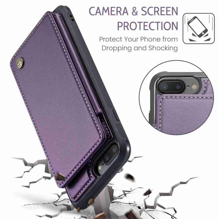 For iPhone 8 Plus / 7 Plus CaseMe C22 Card Slots Holder RFID Anti-theft Phone Case(Purple) - More iPhone Cases by CaseMe | Online Shopping UK | buy2fix