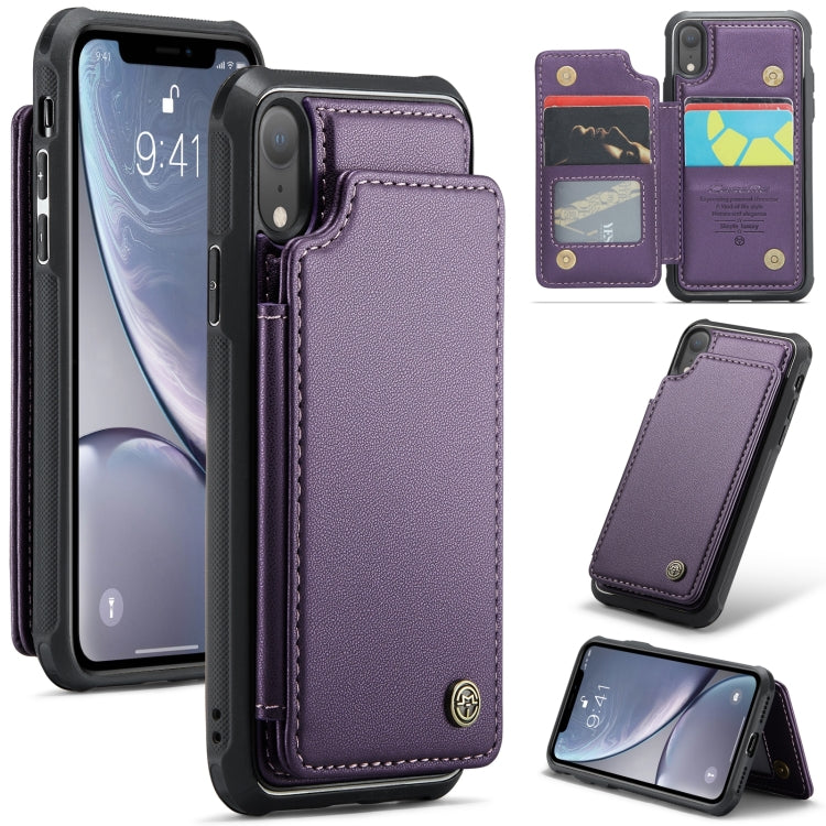 For iPhone XR CaseMe C22 Card Slots Holder RFID Anti-theft Phone Case(Purple) - More iPhone Cases by CaseMe | Online Shopping UK | buy2fix